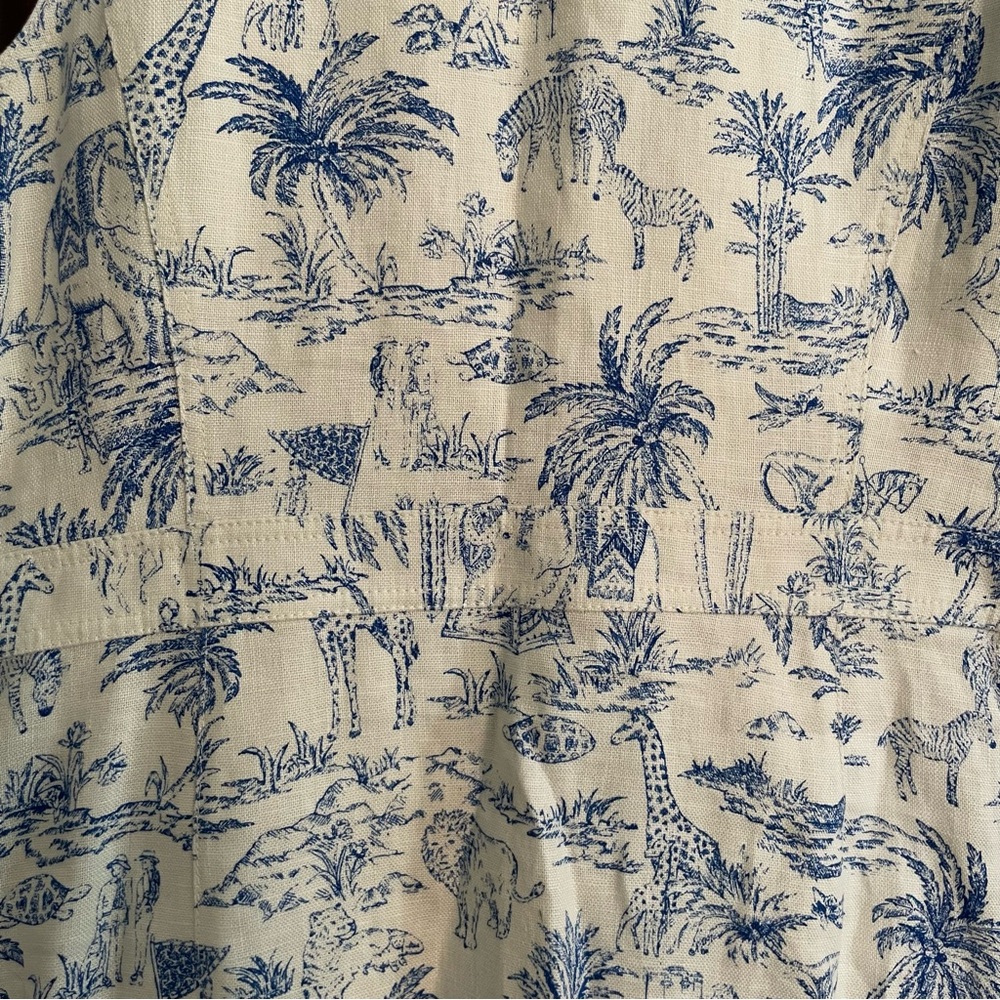 TORY BURCH Blue and White Safari print Buttoned down Dress NWT - Picture 9 of 10